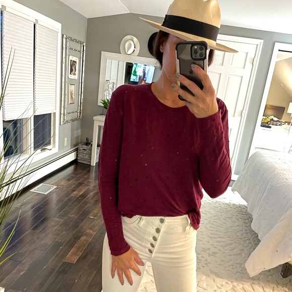IRO Tops - IRO ultra distressed wine color shirt size small